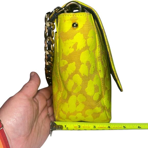 Juicy Couture Gretchen Neon Yellow Leopard Print Shoulder Bag Chain Strap Clutch - Picture 10 of 16